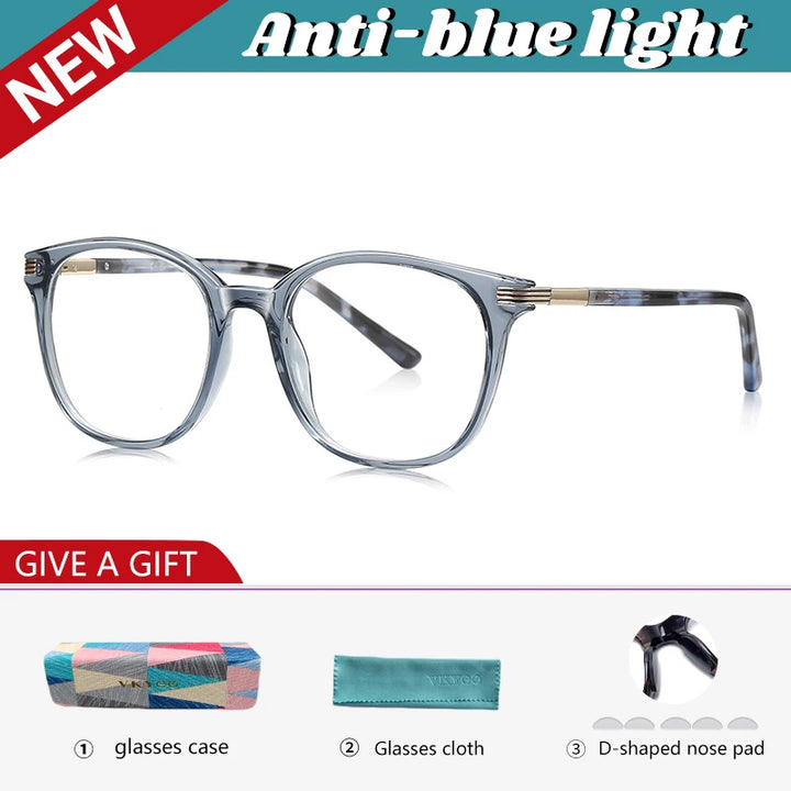 Vicky Unisex Full Rim Round Square Tr 90 Alloy Reading Glasses 77216