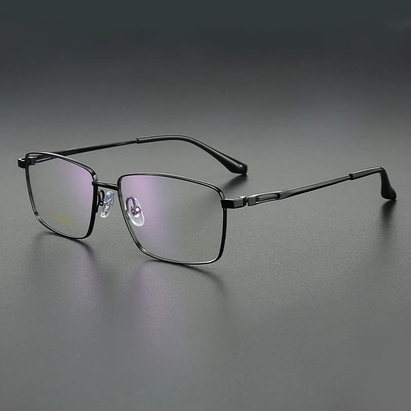 Muzz Men's Full Rim Big Polygon Square Titanium Eyeglasses 82916