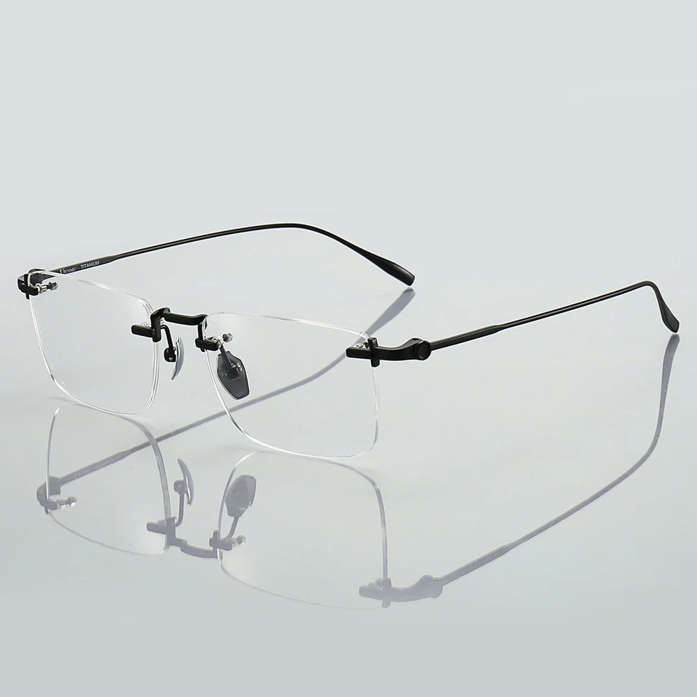 Muzz Men's Rimless Square Titanium Eyeglasses 10151 Rimless Muzz black  
