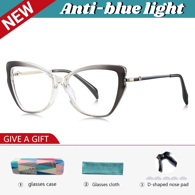 Vicky Women's Full Rim Oval Butterfly Tr 90 Alloy Reading Glasses 77236