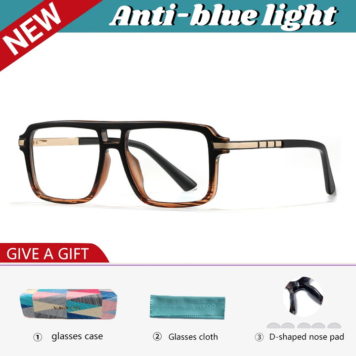 Vicky Unisex Full Rim Square Double Bridge Tr 90 Alloy Reading Glasses 360026