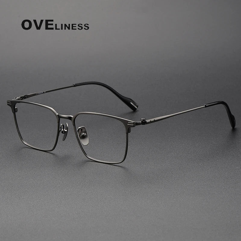 Oveliness Unisex Full Rim Square Titanium Acetate Eyeglasses 70801 Full Rim Oveliness gun  