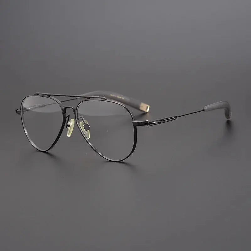 Chashma Ottica Men's Full Rim Oval Double Bridge Titanium Eyeglasses 101776 FuzWeb