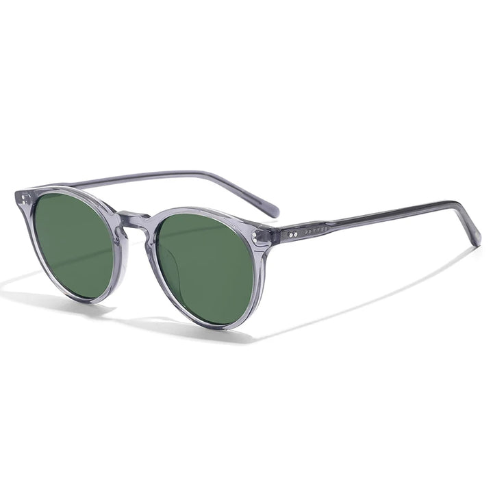 Black Mask Full Rim Round Acetate Polarized Sunglasses 605183
