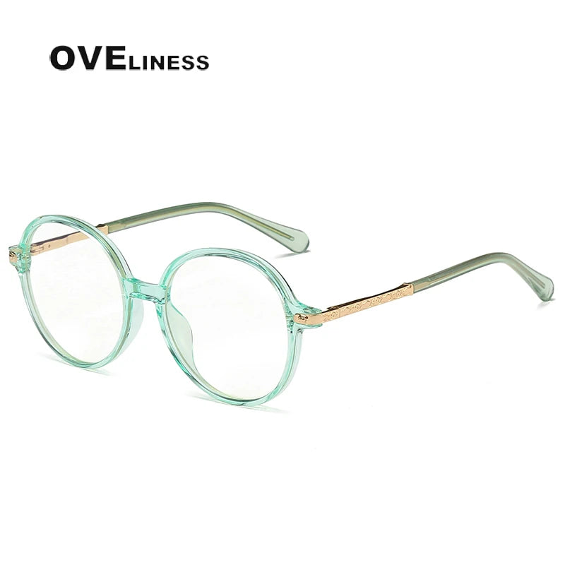 Oveliness Unisex Youth's Full Rim Round Tr 90 Alloy Eyeglasses  20201 Full Rim Oveliness green  