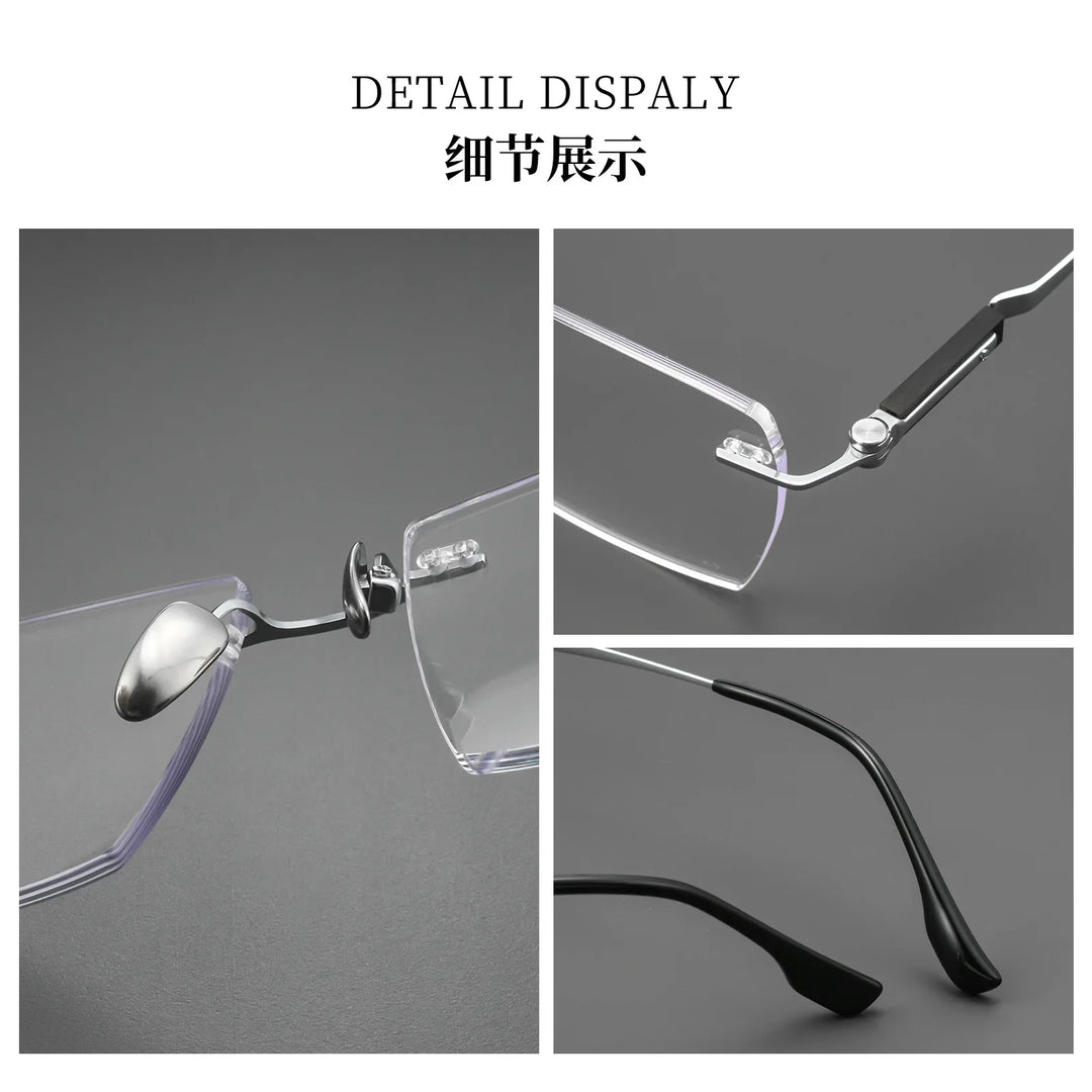 Bclear Men Rimless Square Titanium Eyeglasses BSF-18330T