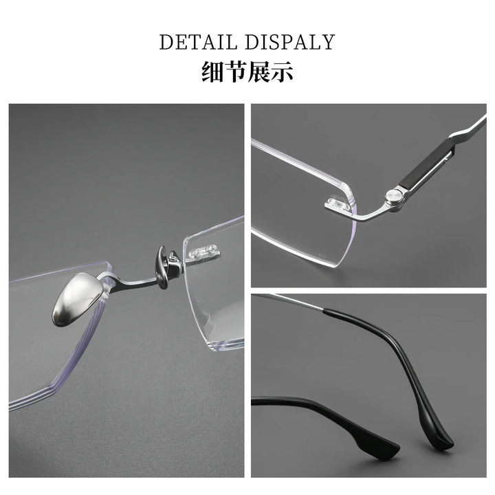 Bclear Men Rimless Square Titanium Eyeglasses BSF-18330T