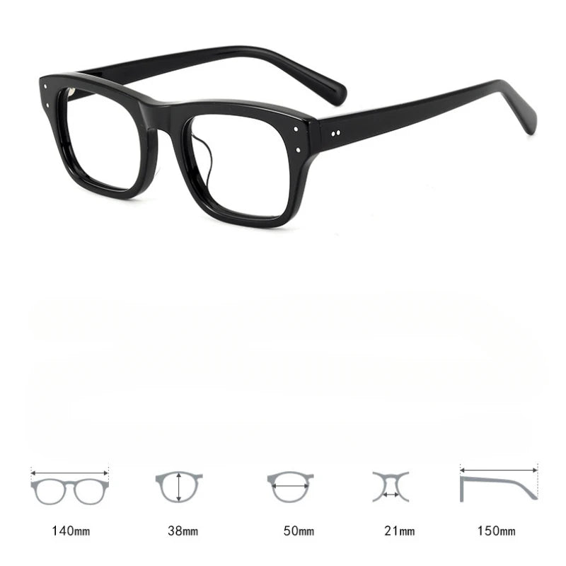 Hewei Unisex Full Rim Brow Line Square Acetate Eyeglasses 8174