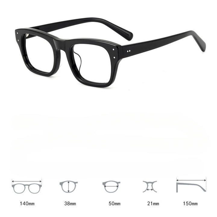 Hewei Unisex Full Rim Brow Line Square Acetate Eyeglasses 8174 Full Rim Hewei   