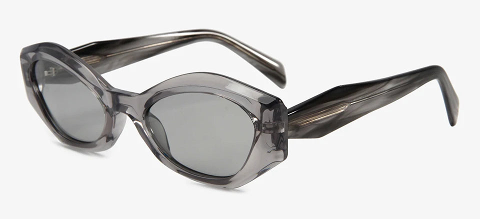 Esnbie Unisex Full Rim Oval Cat Eye Scuplted Acetate Sunglasses 230621