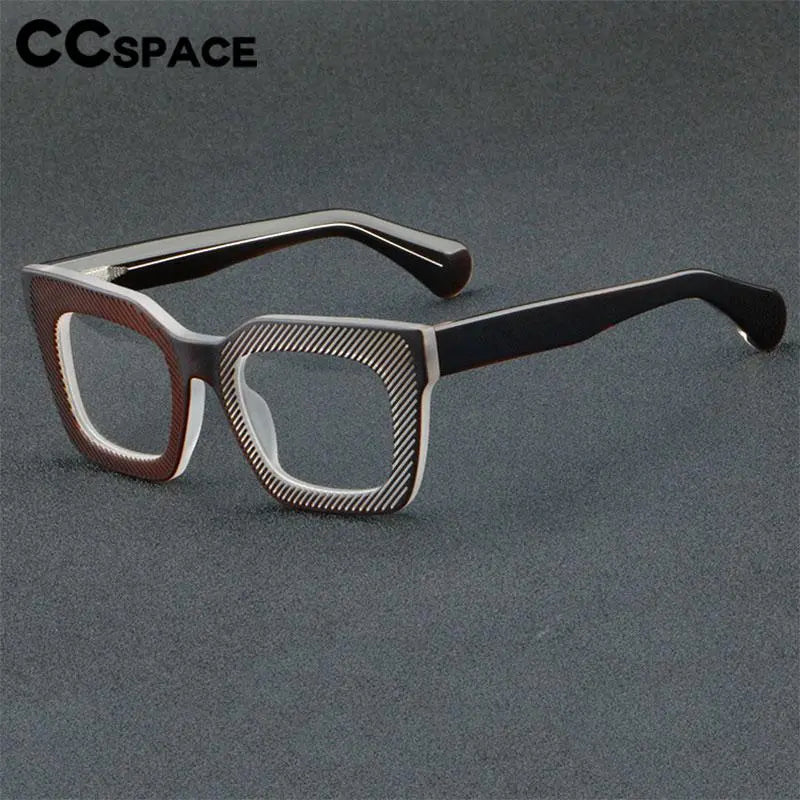 CCSpace Unisex Full Rim Square Acetate Eyeglasses 56911 Full Rim CCspace   