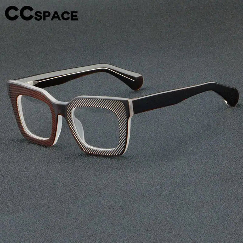 CCspace Unisex Full Rim Square Acetate Eyeglasses 56911 Full Rim CCspace   