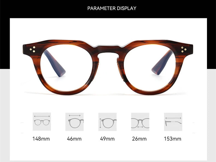 Black Mask Unisex Full Rim Round Brow Line Acetate Eyeglasses 655008