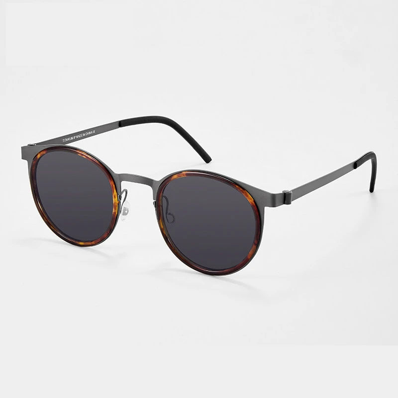 Blackmask Unisex Full Rim Round Titanium Polarized Sunglasses BM-9704S