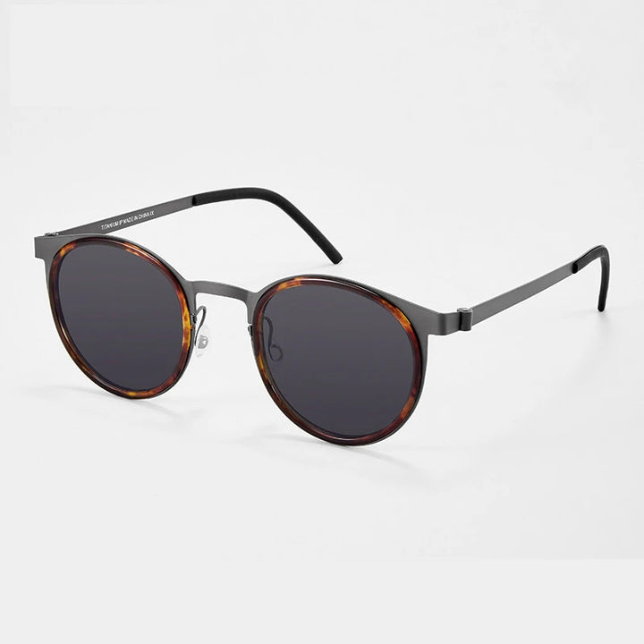 Blackmask Unisex Full Rim Round Titanium Polarized Sunglasses BM-9704S