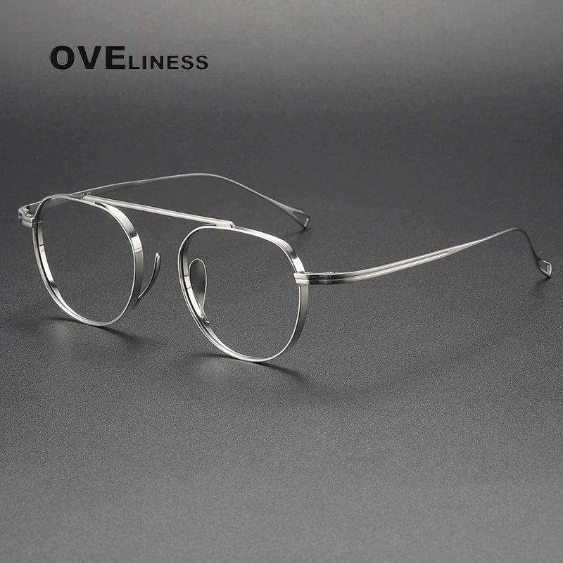 Oveliness Unisex Full Rim Flat Top Square Titanium Eyeglasses 9503 Full Rim Oveliness silver  