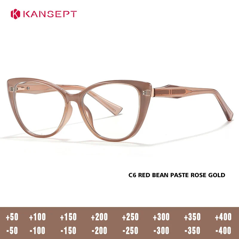 Kansept Women's Full Rim Oval Cat Eye Tr 90 Alloy Reading Glasses 527011