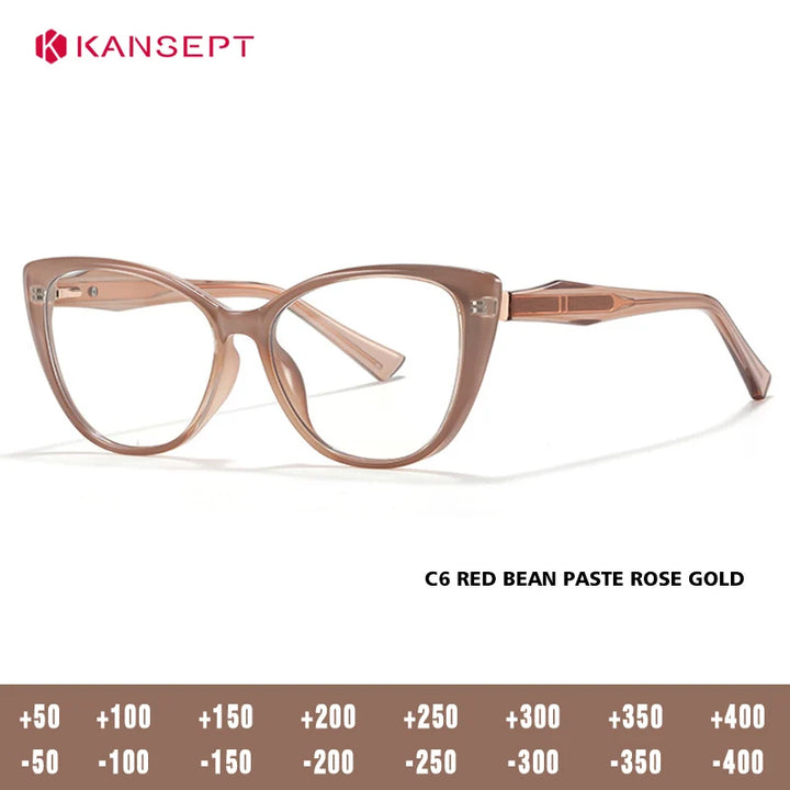 Kansept Women's Full Rim Oval Cat Eye Tr 90 Alloy Reading Glasses 527011