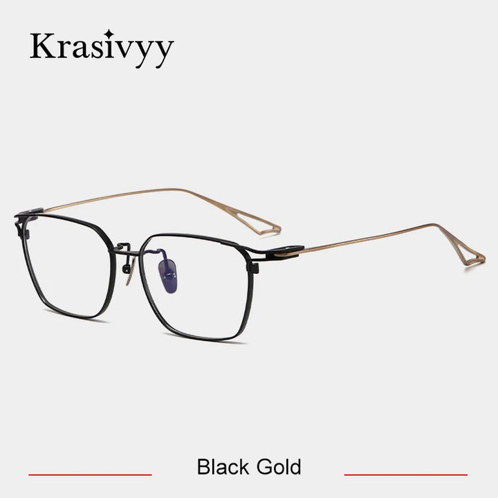 Krasivyy Men's Full Rim Square Titanium Eyeglasses 14717