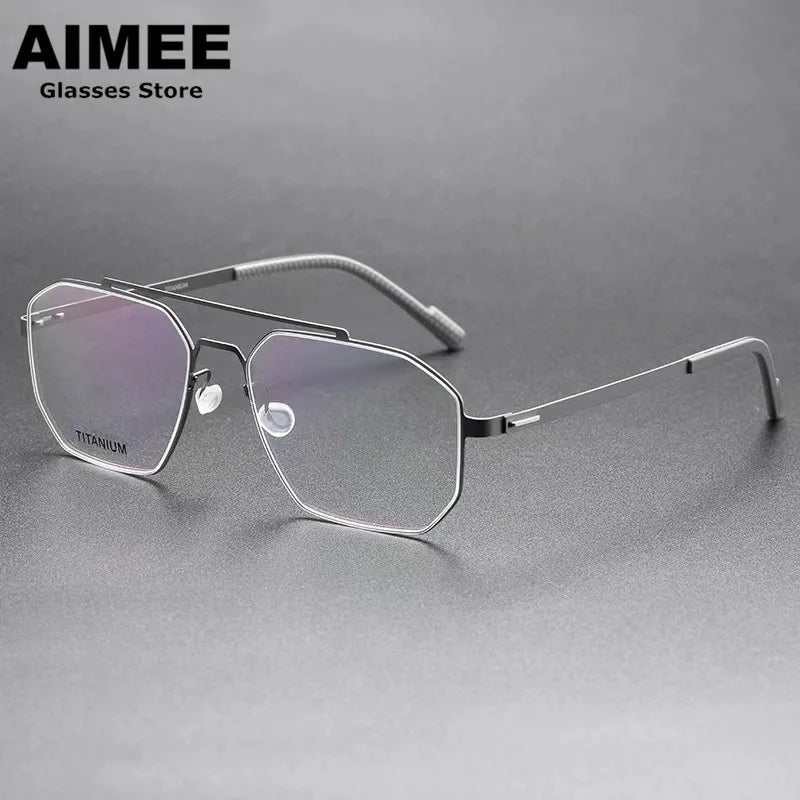 Aimee Unisex Full Rim Square Double Bridge Screwless Titanium Eyeglasses 8003 Full Rim Aimee   