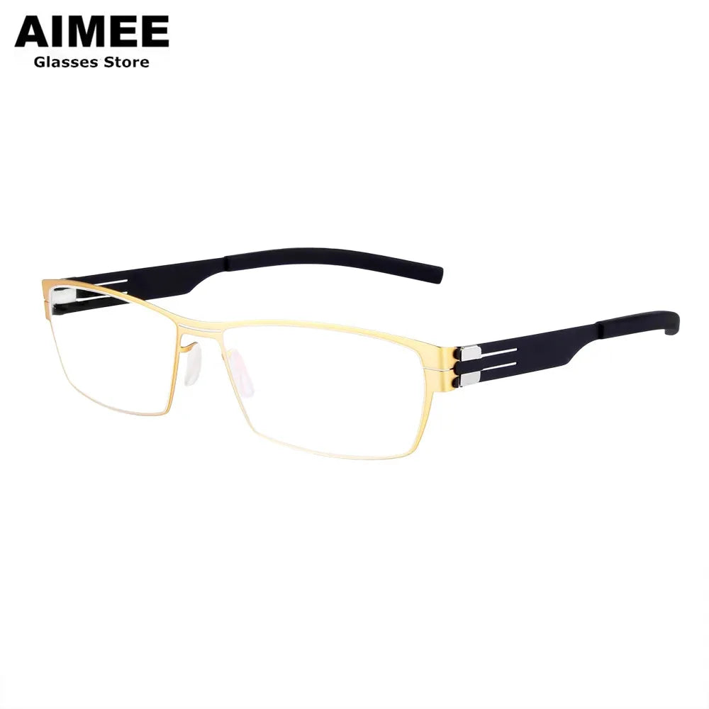 Aimee Women's Full Rim Square Screwless Steel Eyeglasses 5083 Full Rim Aimee Golden  