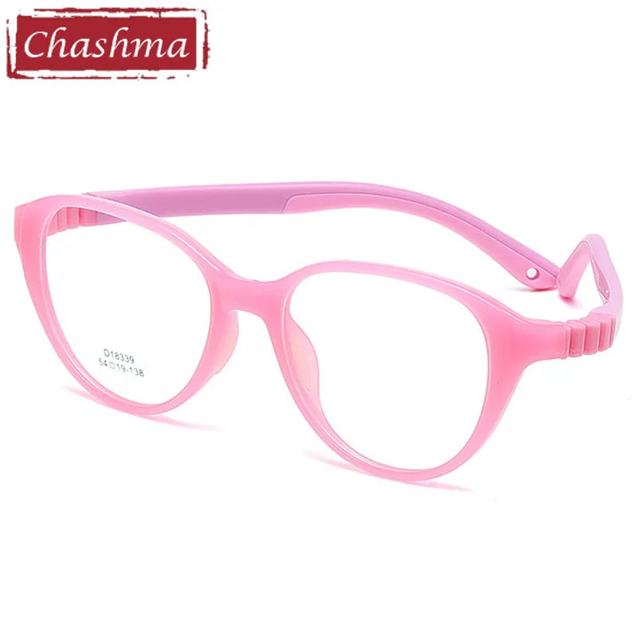 Chashma Ottica Unisex Youth Full Rim Round Tr 90 Titanium Eyeglasses Clip On Sunglasses 18339 With Clip Ons Chashma Ottica Pink  