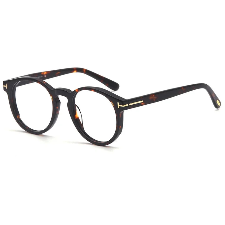 Aror Unisex Full Rim Round Acetate Eyeglasses 494591 Full Rim Aror Leopard