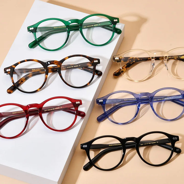 Black Mask Unisex Full Rim Round Acetate Eyeglasses BM-19401