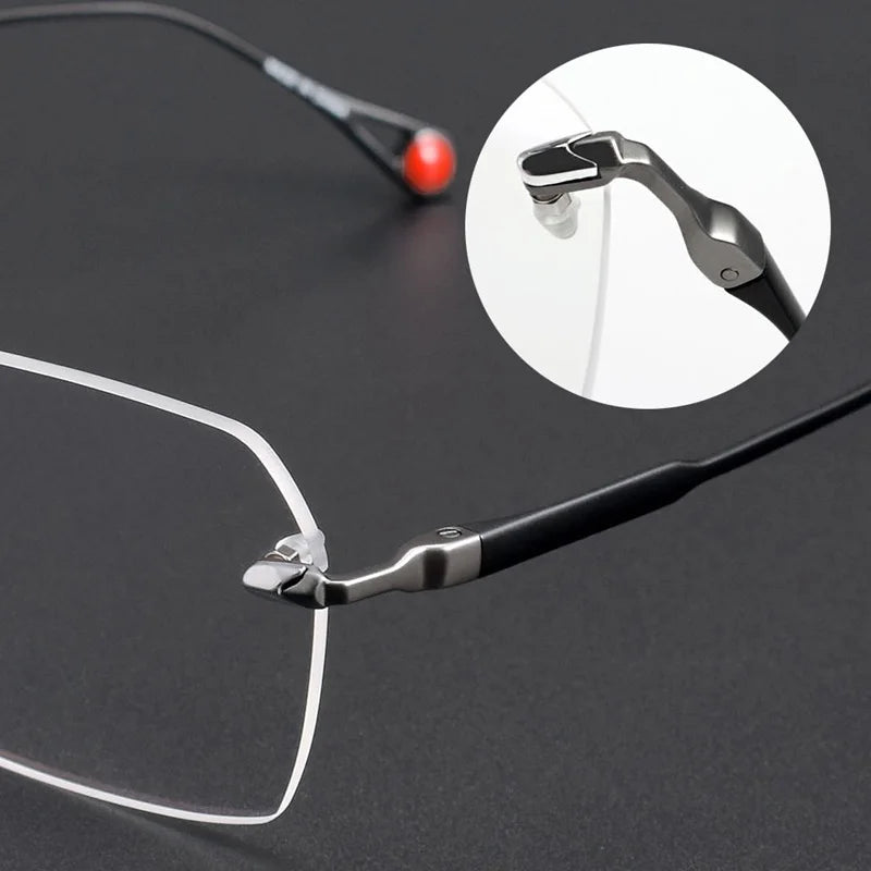 Aror Unisex Rimless Polygon Square Titanium Eyeglasses 49307 Rimless Aror