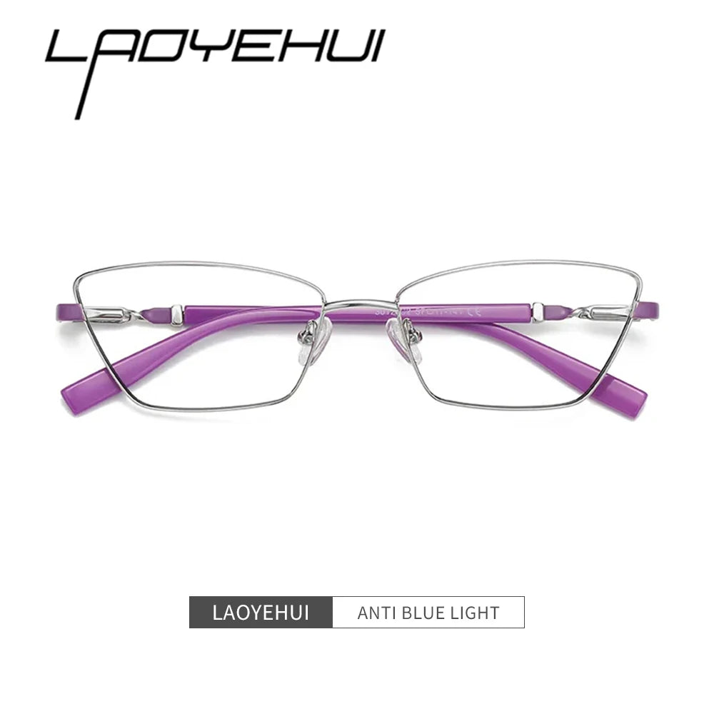 Laoyehui Women's Full Rim Rectangle Cat Eye Alloy Reading Glasses 3012 Reading Glasses Laoyehui   