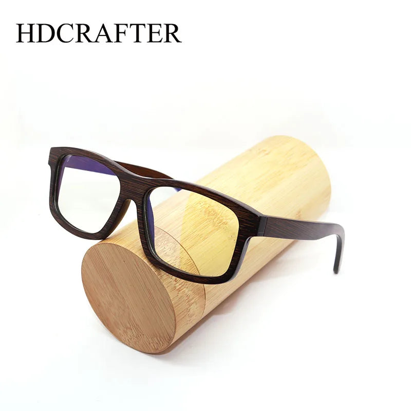 Hdcrafter Unisex Full Rim Square Bamboo Wood Eyeglasses 56191