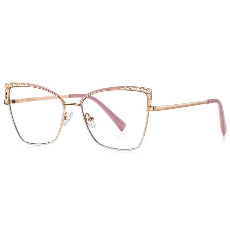 Laoyehui Women's Full Rim Square Cat Eye Alloy Reading Glasses 43106 Reading Glasses Laoyehui C5 0