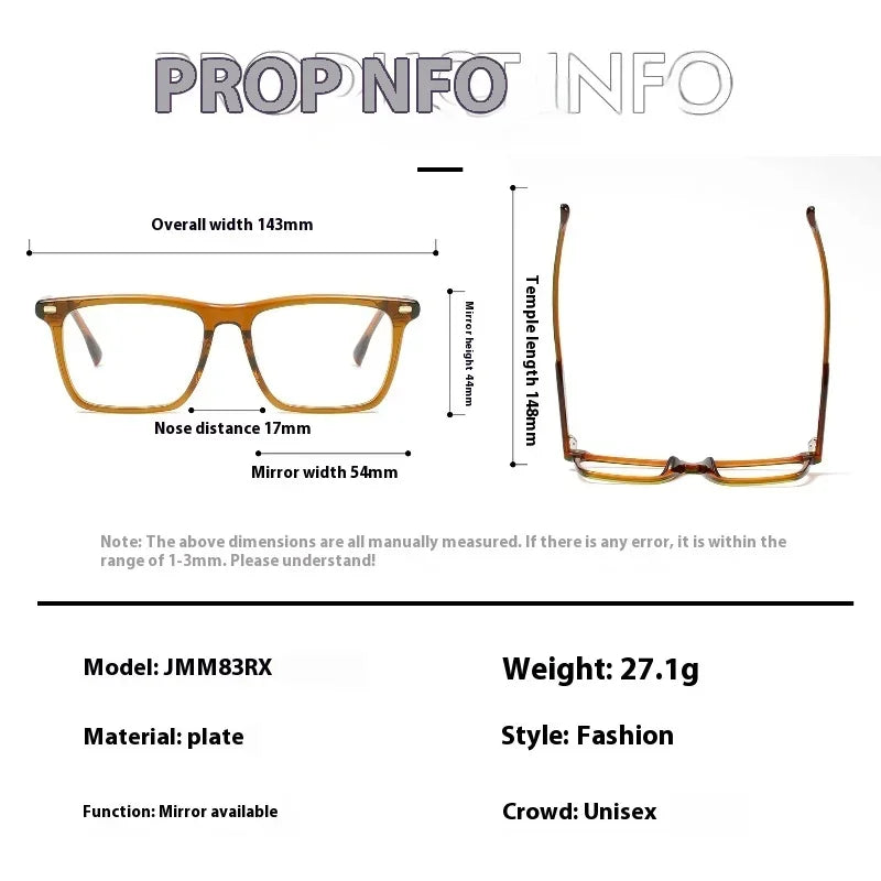 Aror Unisex Full Rim Square Brow Line Acetate Eyeglasses 94831