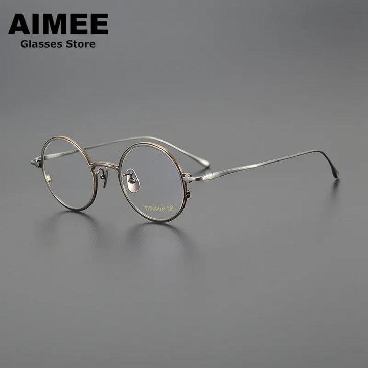 Aimee Unisex Full Rim Small Round Titanium Eyeglasses 4323 Full Rim Aimee Bronze-Gun  