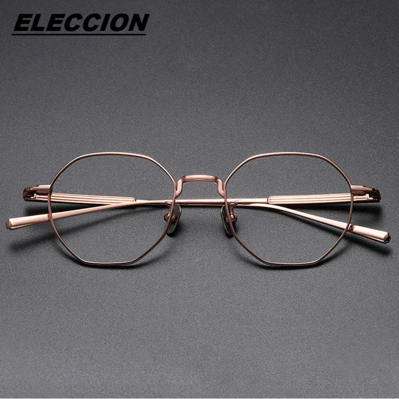 Eleccion Women's Full Rim Flat Top Polygon Titanium Eyeglasses 7301 Full Rim Eleccion