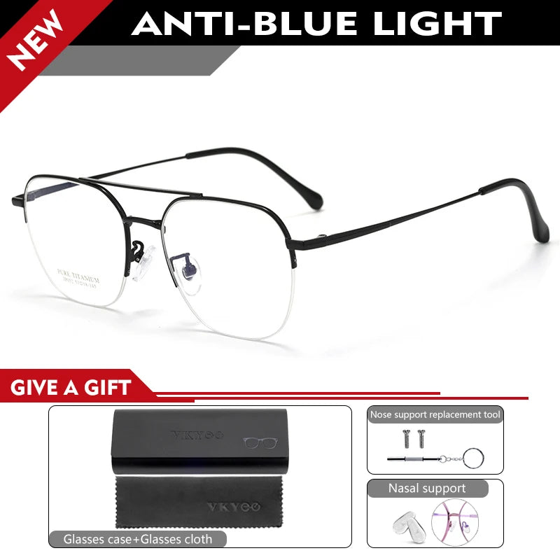 Vicky Unisex Full Rim Square Double Bridge Titanium Reading Glasses 517052