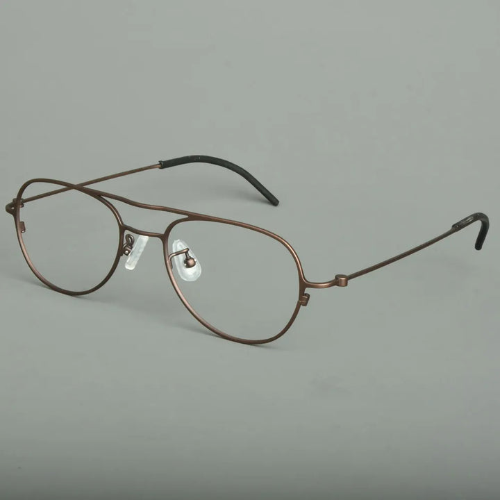 Aimee Unisex Full Rim Oval Double Bridge Titanium Eyeglasses 14507 Full Rim Aimee Bronze  