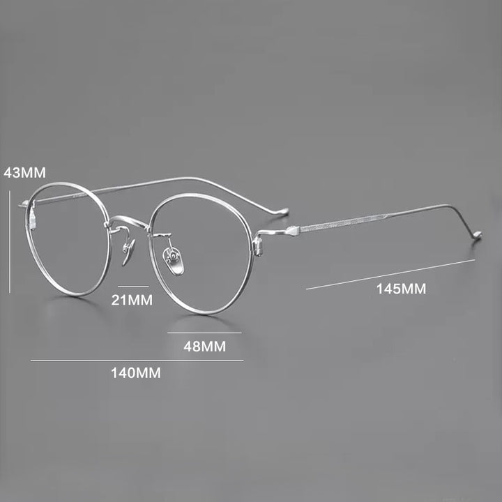 Gatenac Unisex Full Rim Round Titanium Eyeglasses Gxyj1051 Full Rim Gatenac   