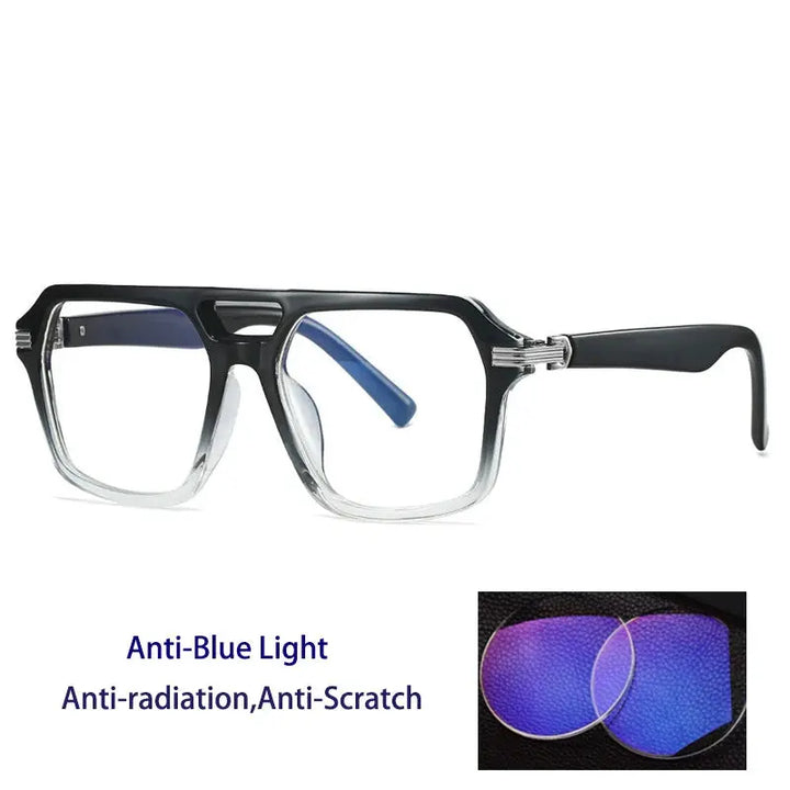Kocolior 225900 Unisex Full Rim Square Double Bridge Tr 90 Frames FuzWeb