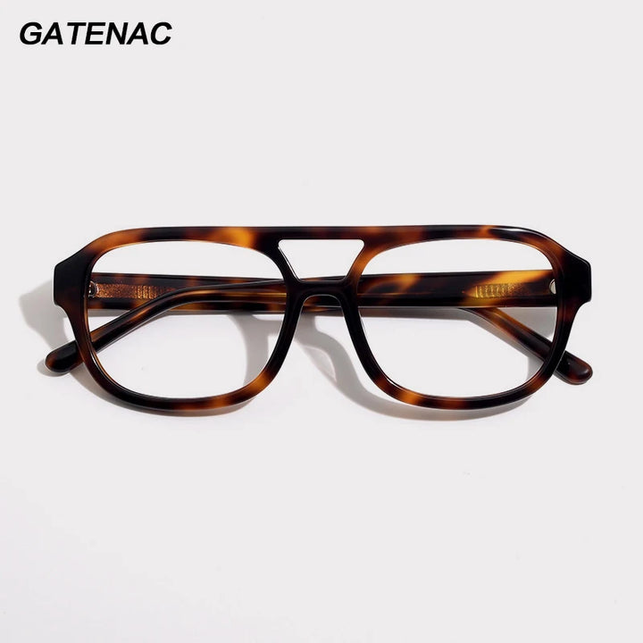 Gatenac Unisex Full Rim Square Double Bridge Acetate Eyeglasses Gx1515 Full Rim Gatenac   