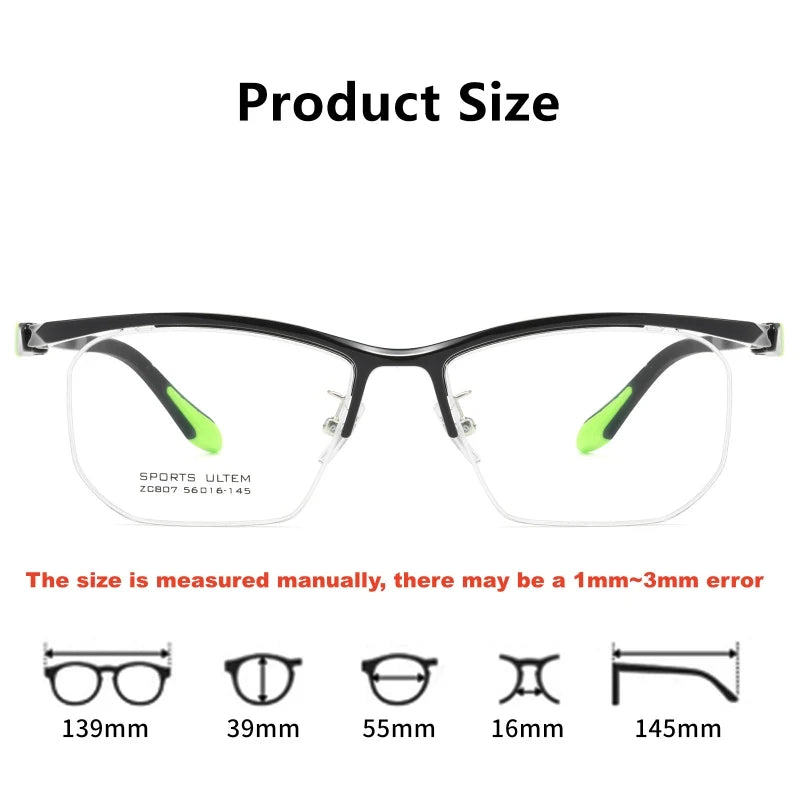 Yimaruili Unisex Semi Rim Classic Pure Titanium Eyeglasses CZ807 — view 2 | Yimaruili at FuzWeb