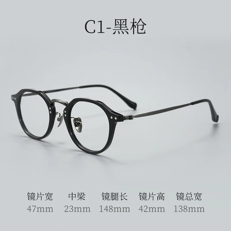 Bclear Unisex Full Rim Oval Acetate Titanium Eyeglasses 369511