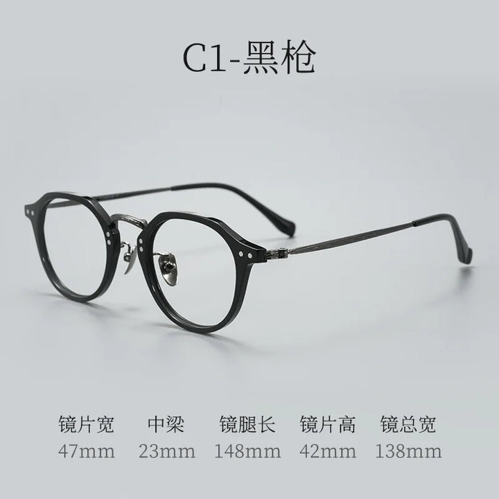 Bclear Unisex Full Rim Oval Acetate Titanium Eyeglasses 369511