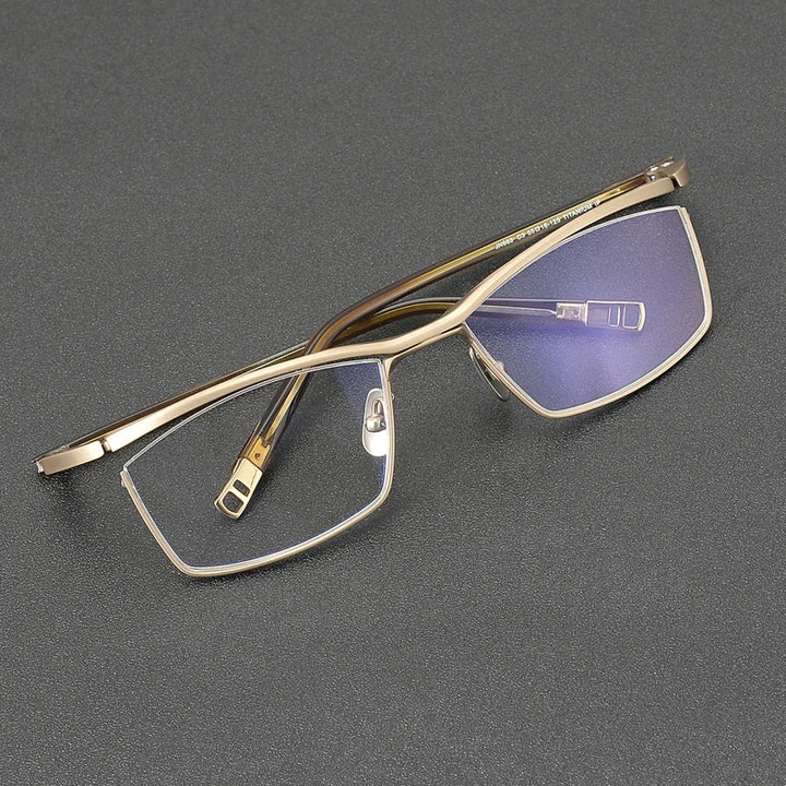 Gatenac Unisex Full Rim Square Brow Line Titanium Eyeglasses Gxyj1579