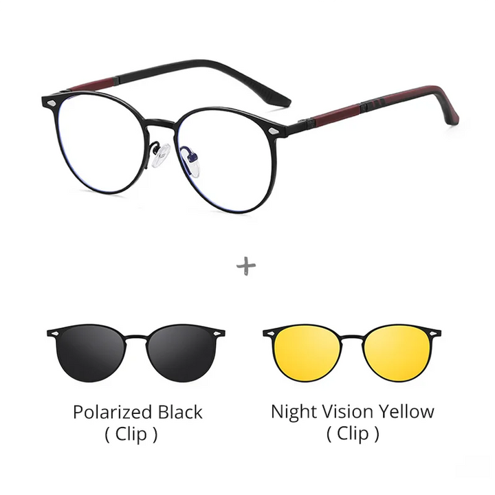 Ralferty Women's Full Rim Oval Mg Al Eyeglasses Clip On Sunglasses 517043