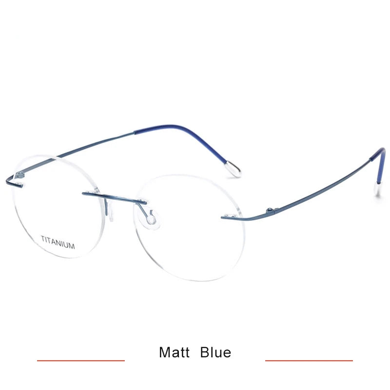 Brightzone Women's Rimless Round Titanium Eyeglasses 71612 Rimless Brightzone Matte Blue