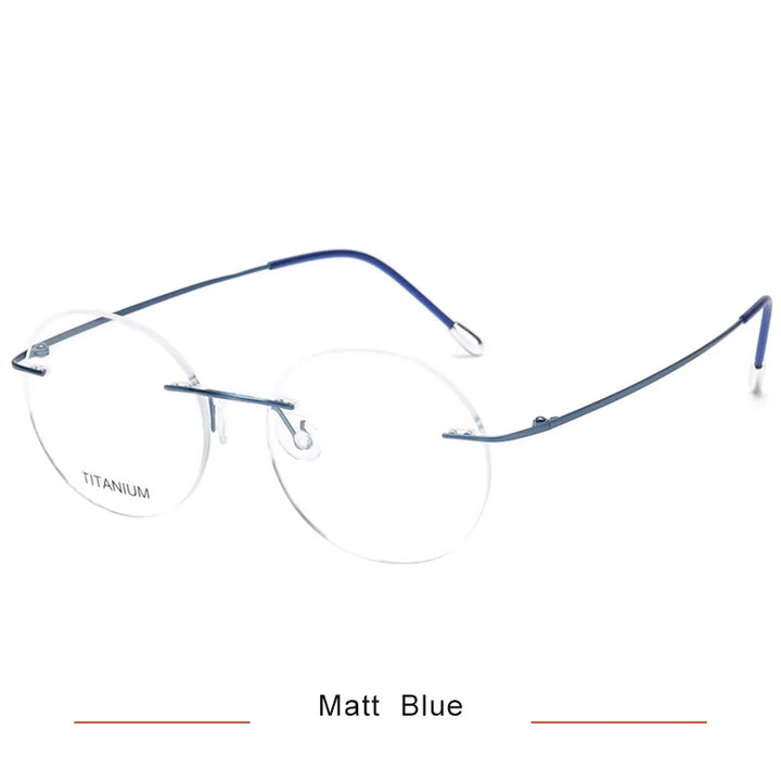 Brightzone Women's Rimless Round Titanium Eyeglasses 71612 Rimless Brightzone Matte Blue