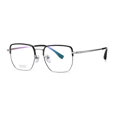 Ralferty Unisex Full Rim Flat Top Polygon Titanium Eyeglasses 92030