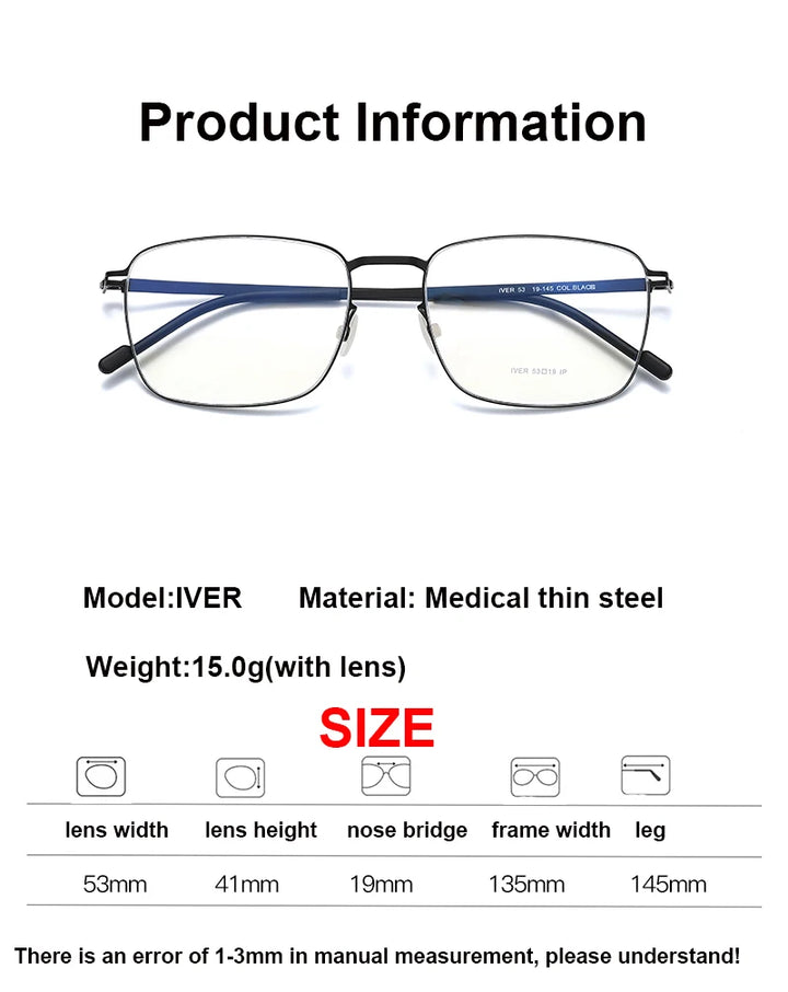 Aimee Women's Full Rim Square Stainless Steel Eyeglasses 13541