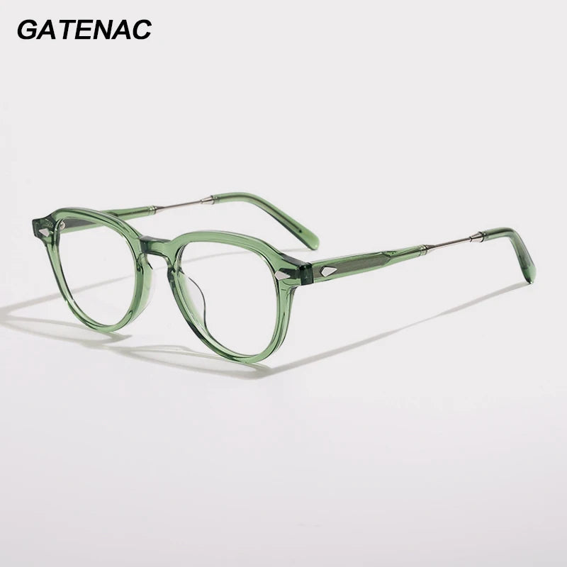 Gatenac Unisex Full Rim Square Oval Acetate Eyeglasses G1520 Full Rim Gatenac   